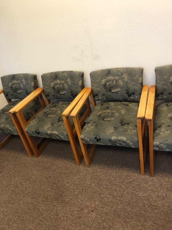 Photo 2 of 6 Cushioned Chairs with Wooden Armrests and Legs