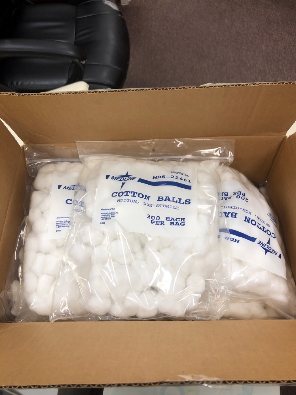 Photo 1 of Box Lot of Medline Cotton Balls. 3200 count. Sold as is