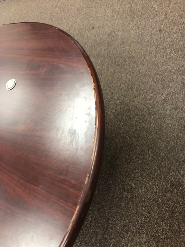 Photo 10 of Wood conference table with red finish. 4ft Wide, 16ft Long