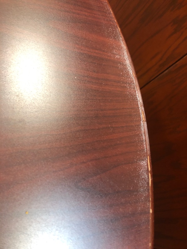 Photo 11 of Wood conference table with red finish. 4ft Wide, 16ft Long