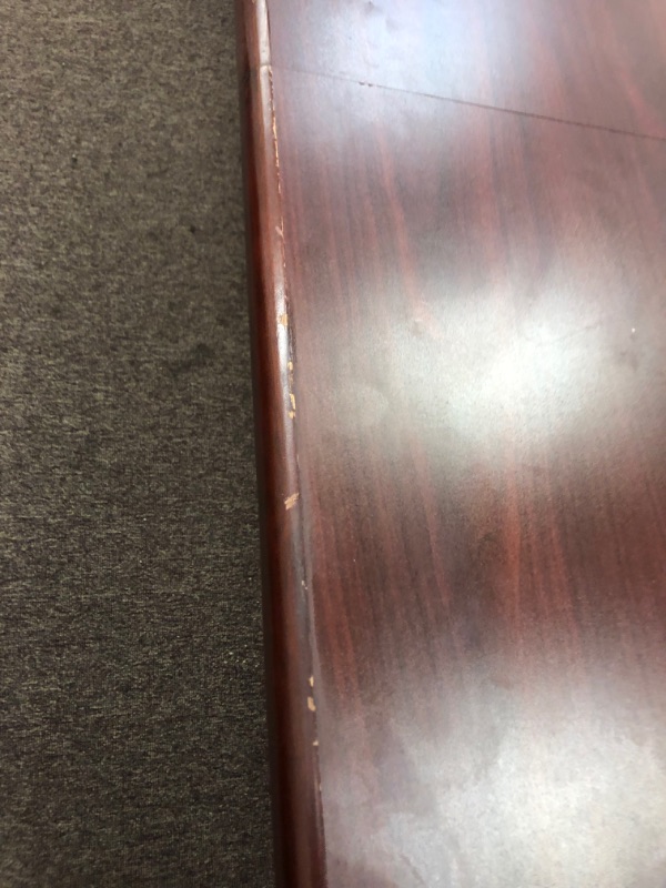 Photo 8 of Wood conference table with red finish. 4ft Wide, 16ft Long