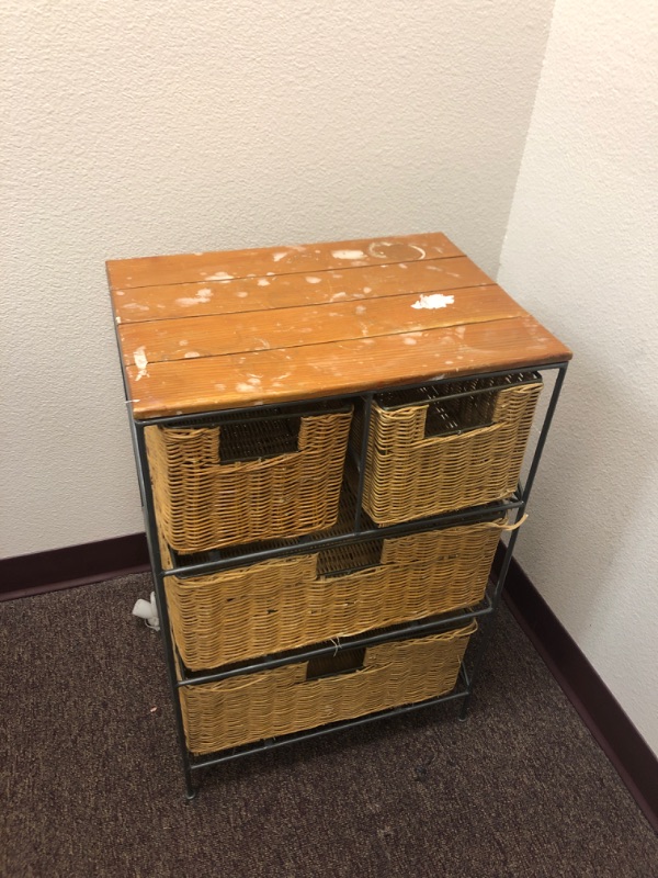 Photo 1 of 4 Drawer Wire Frame SideTable with Wicker Baskets/Drawers