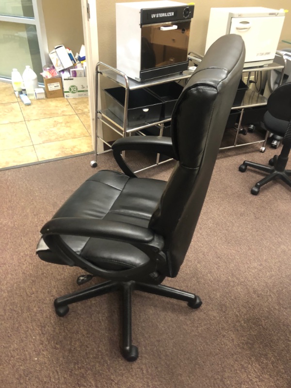 Photo 3 of Black Leather Office Chair.