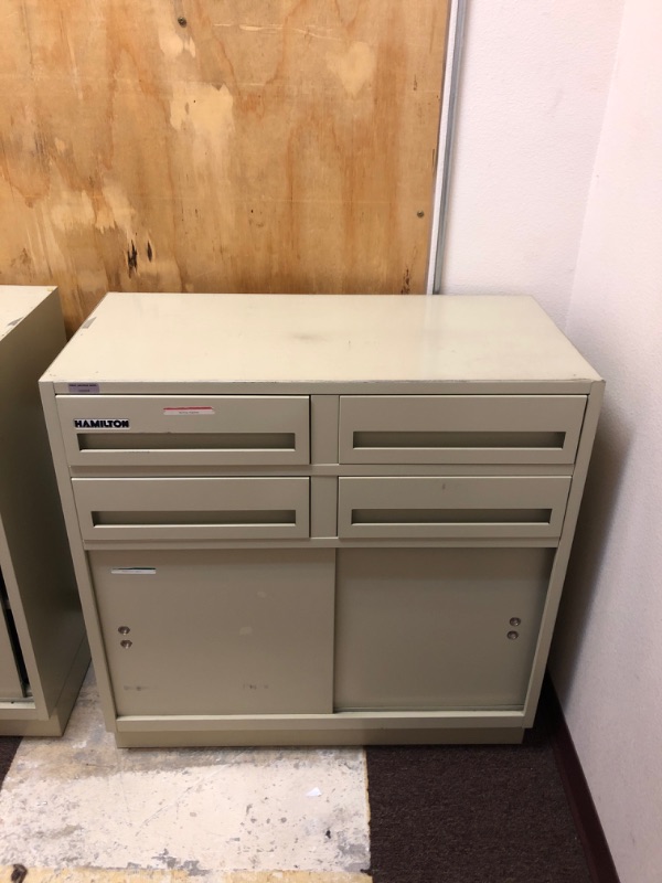 Photo 1 of 4 Drawer Metal Filing Cabinet with Sliding Cabinet. 