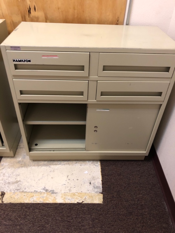 Photo 2 of 4 Drawer Metal Filing Cabinet with Sliding Cabinet. 