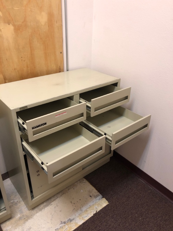 Photo 3 of 4 Drawer Metal Filing Cabinet with Sliding Cabinet. 