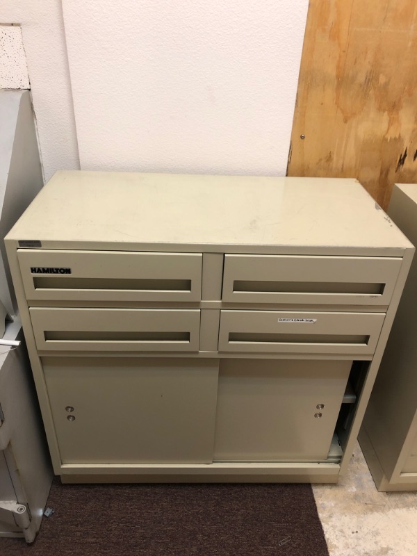 Photo 1 of 4 Drawer Metal Filing Cabinet with Sliding Cabinet. 