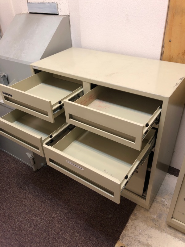 Photo 3 of 4 Drawer Metal Filing Cabinet with Sliding Cabinet. 