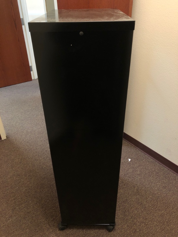 Photo 3 of 4 Drawer Black Metal Filing Cabinet with Wheels.