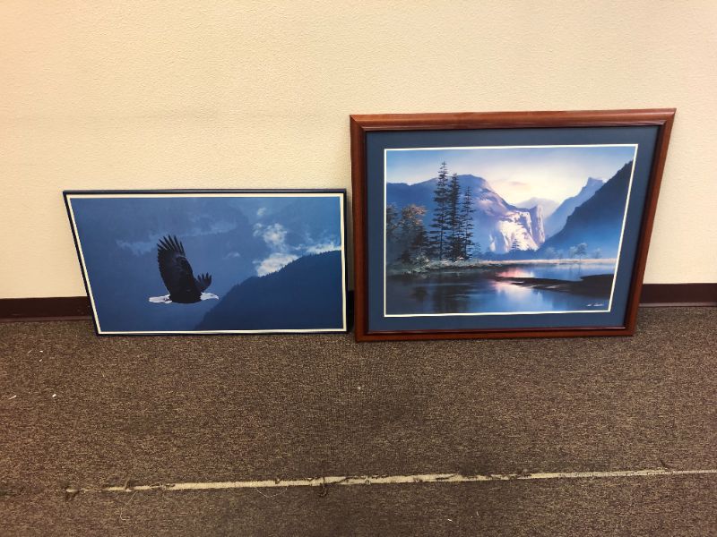 Photo 1 of Bald eagle and lake hanging art work. 2 items. medium sized art work