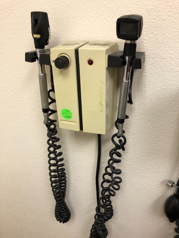 Photo 2 of Welch Allyn Wall Diagnostic Set, Lumeon blood pressure cuff
Welch Allyn otoscope and opthalmoscope system