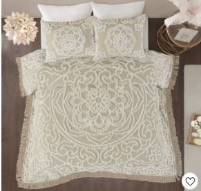 Photo 1 of 3pc Cecily Cotton Medallion Fringe Coverlet Set
