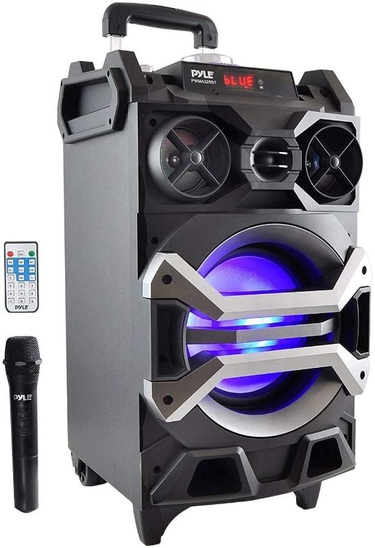 Photo 1 of Pyle 500 Watt Outdoor Portable BT Connectivity Karaoke Speaker System - PA Stereo with 8" Subwoofer, DJ Lights Rechargeable Battery Microphone,...
