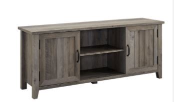 Photo 1 of 58" MDF Modern Farmhouse Grooved 2 Door TV Stand - Grey Wash
