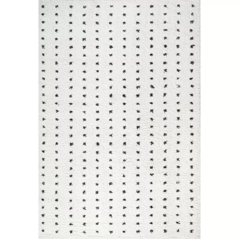 Photo 1 of  JONATHAN Y Pele Modern Geometric Dot Shag White/Black 8 ft. x 10 ft. Area Rug