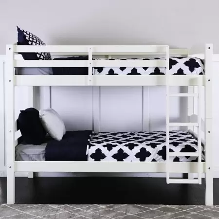 Photo 1 of  Walker Edison Solid Wood Twin Over Twin Bunk Bed - White