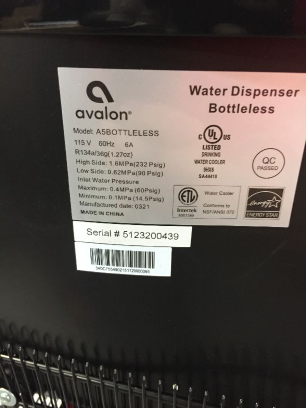 Photo 4 of Avalon A5 Self Cleaning Bottleless Water Cooler Dispenser, UL/NSF/Energy star, Stainless Steel, full size
