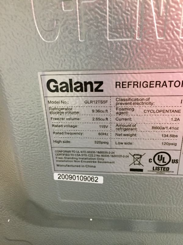 Photo 4 of Galanz 12 Cu Ft Top Freezer Refrigerator, Frost Free, Stainless Look