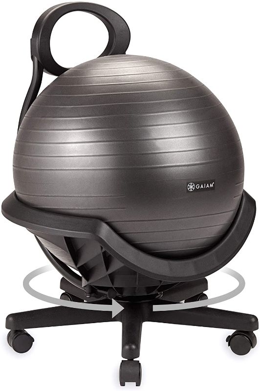 Photo 1 of Gaiam Ultimate Balance Ball Chair (Standard or Swivel Base Option) - Premium Exercise Stability Yoga Ball Ergonomic Chair for Home and Office Desk - 52cm Anti-Burst Ball, Air Pump, Exercise Guide
