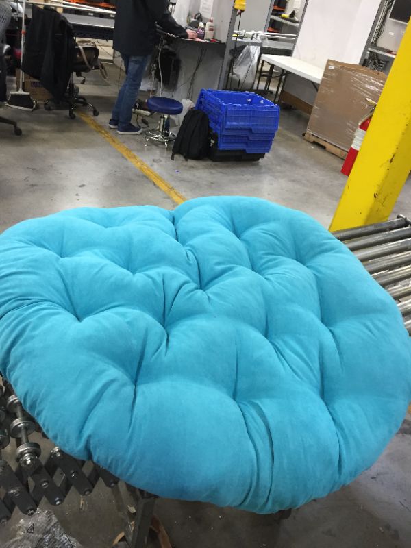 Photo 1 of balzing needles solid microsuede papasan aqua blue chair cushion  only 