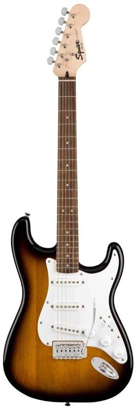 Photo 1 of Squier by Fender Stratocaster Beginner Guitar Pack, Laurel Fingerboard, Brown Sunburst, with Gig Bag, Amp, Strap, Cable, Picks, and Online Lessons
