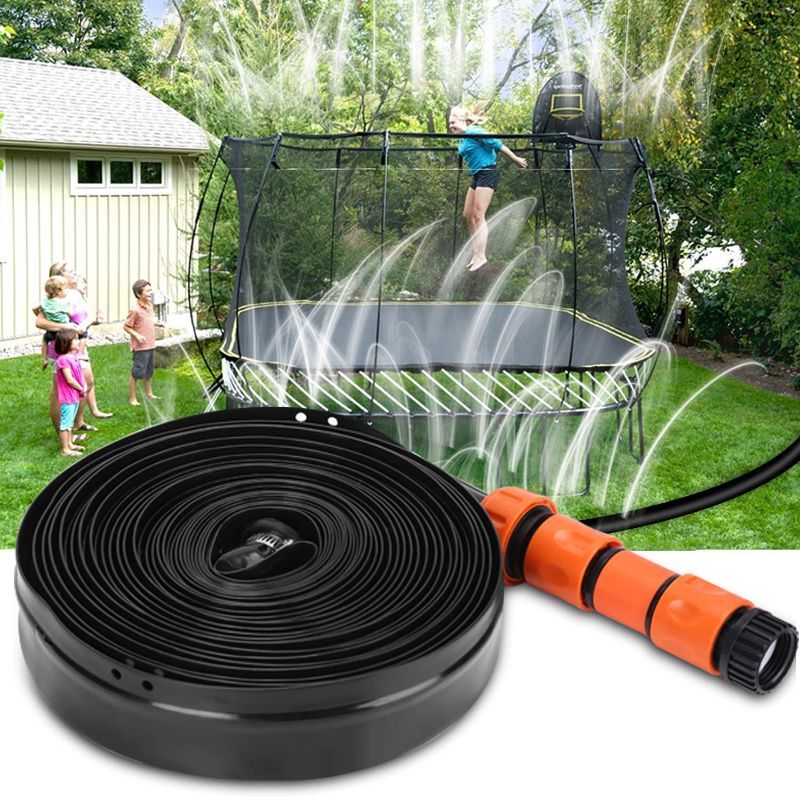 Photo 1 of Trampoline Sprinkler System for Kids with Adjustable Water Pressure, Fits 8ft, 10ft, 12ft, 15ft and 16ft Jump Pads, Soft Flexible 39.3ft Hose, Mounted or Backyard Garden Use