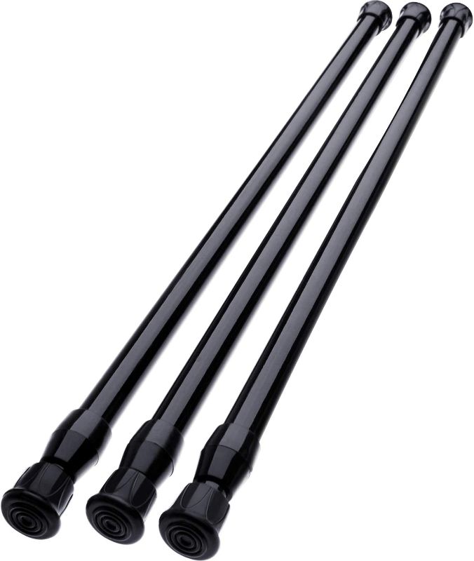 Photo 1 of 3 Pack Cupboard Bars Tensions Rod Spring Curtain Rod, Adjustable Width (15.7 - 27.6 Inches, Black)