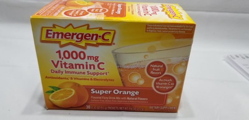 Photo 2 of Emergen-C Vitamin C Drink Mix - Super Orange - 30ct   BEST BY 11/22