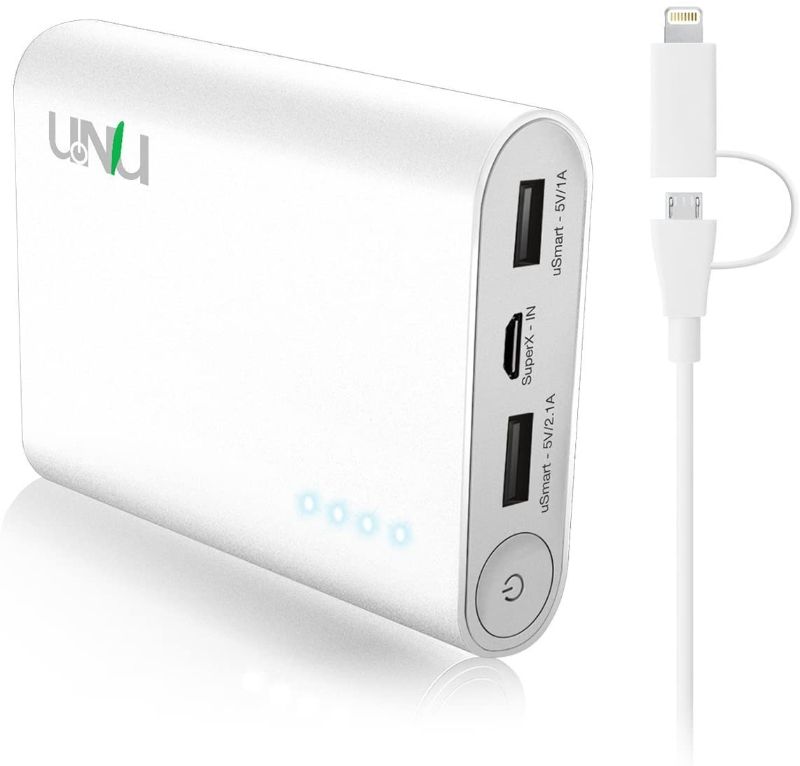 Photo 1 of UNU Superpak10000mAH 3.1A Portable Charger External Power Bank [MFI Certified] Battery Pack Compatible with iPhone 7,7 Plus, 6S/6 Plus, 5S 5,Galaxy S7/ S7 Edge, S6, Note