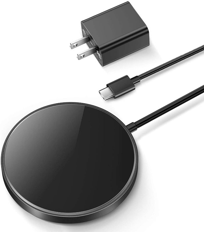 Photo 1 of Magnetic Wireless Charger,15W Fast Charging Pad with USB-C 20W PD Adapter, Compatible with MagSafe Wireless Charger for iPhone 13/13 Mini/13Pro/13Pro max/iPhone 12/12 Mini/12Pro max, Black