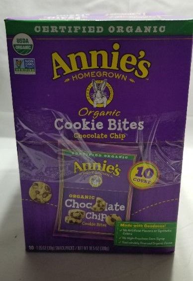 Photo 2 of Annie's Organic Cookie Bites Chocolate Chip Pack - 10.5oz/10ct, 2 - Pack, Best by: 09/18/21