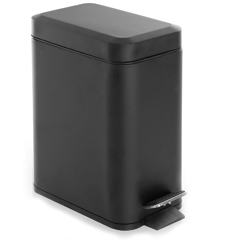 Photo 1 of BINO Stainless Steel 1.3 Gallon / 5 Liter Rectangle Step Trash Can, Matte Black