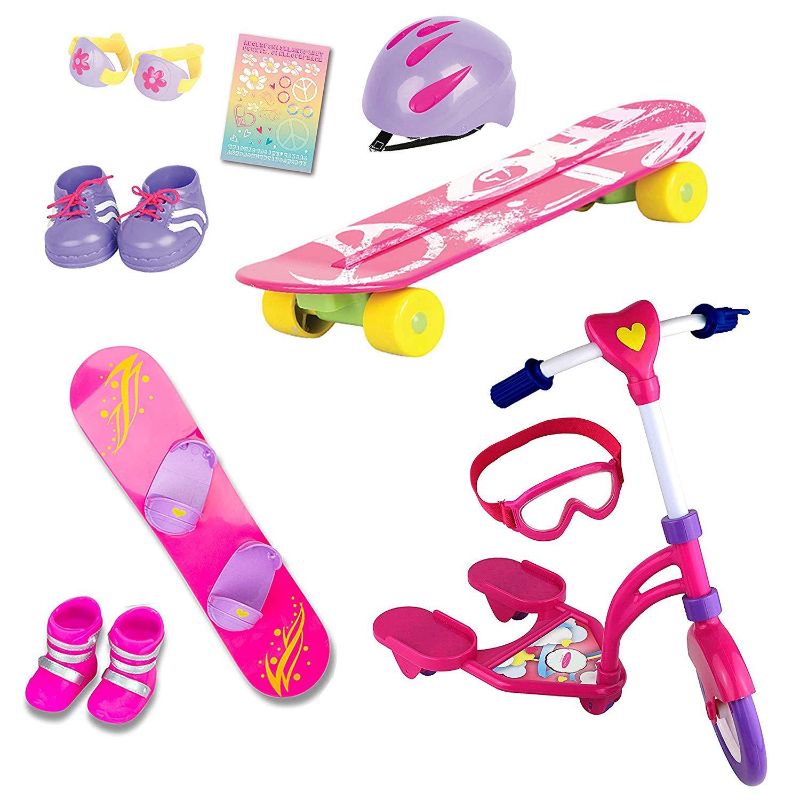 Photo 1 of Beverly Hills 18" Doll 12 Piece Sports Set, For Skating, Snow Boarding and Riding Fun