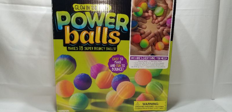 Photo 2 of Made By Me Glow The Dark Powerballs by Horizon Group USA, DIY STEM Kit. Make 18 Bouncy Crystal Power Balls, Molds and Instructions Included ,Multicolored