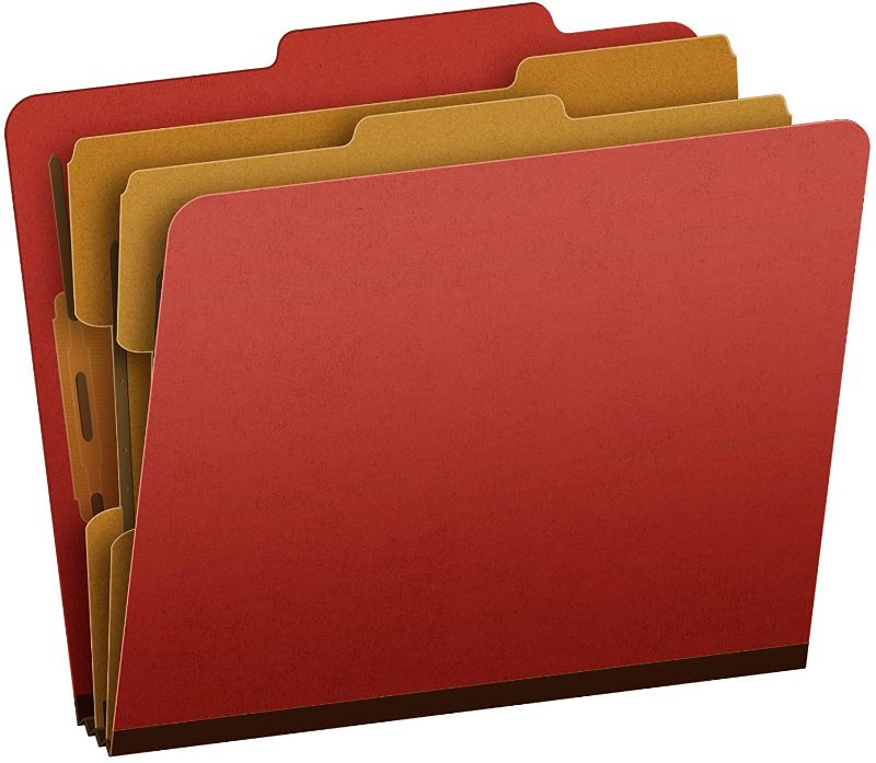 Photo 1 of Pendaflex Moisture-Resistant Classification Folders, Letter Size, Red, 10 Count (Pack of 1)