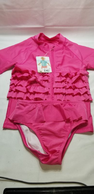 Photo 1 of Girls Ruffle Me Pretty Bathing Suite , Size 6, Hot Pink