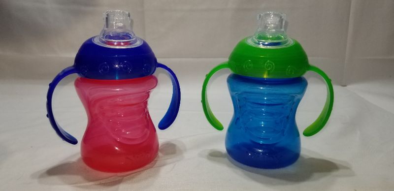 Photo 2 of Nuby 2-Pack No-Spill Super Spout Grip N' Sip Cup, Red and Blue