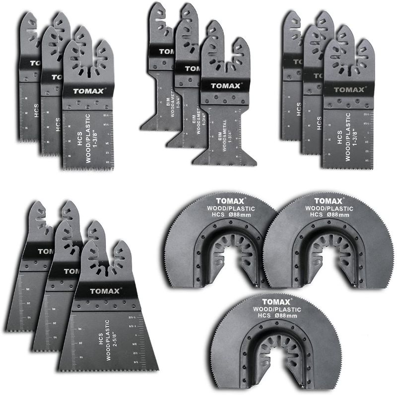 Photo 1 of 15 PCS Oscillating Saw Blades Mixed Wood/Metal/Plastic, Multitool Quick Release Blades Fits Fein Multimaster, Porter Cable, Black&Decker, Bosch Craftsman, Ridgid, Makita, Milwaukee, Dewalt, and More
