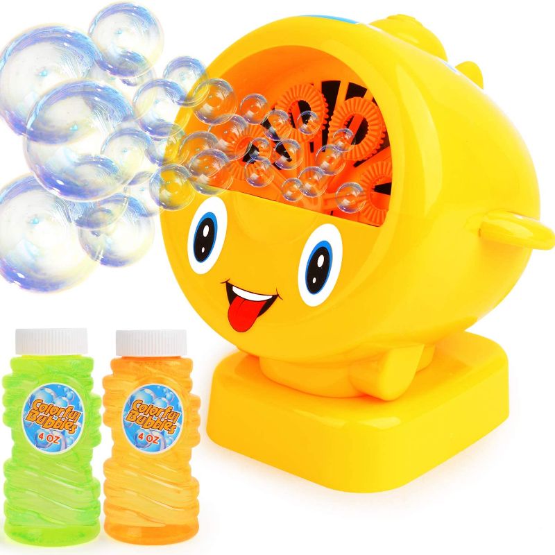 Photo 1 of Bubble Machine for Kids , Automatic Bubble Blower for Kids - Great Toy for Babies ,Toddlers and Kids Includes 2 X4 Oz Bubble Solution Up to 500 Bubbles Per Minute Indoor and Outdoors Kids Toy
