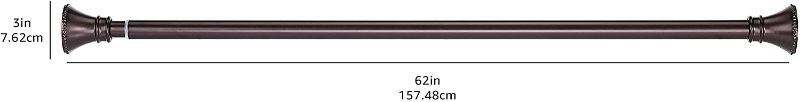 Photo 1 of Amazon Basics Tension Curtain Rod, Adjustable 36-62" Width - Bronze, Dots Finial
