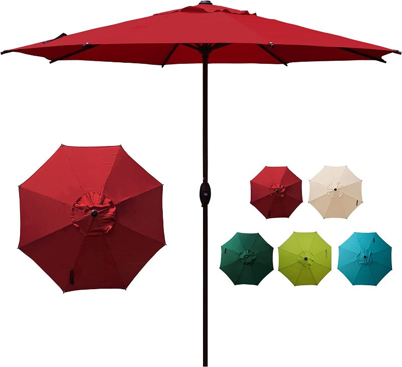 Photo 2 of Abba Patio Rectangular Patio Umbrella Market Umbrella with Push Button Tilt and Crank, Red
