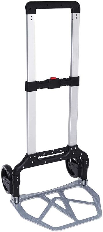 Photo 1 of 330 lb Folding Hand Truck Heavy Duty Capacity Portable Aluminum Alloy Cart, PVC Wheels with Adjustable Handle and Double Bearings for Luggage Travel Office Auto Moving