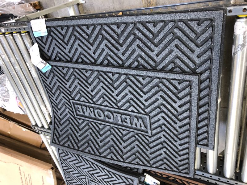 Photo 1 of 2 PACK TrafficMaster Welcome Branson Bars Charcoal 24 in x 36 in Door Mat