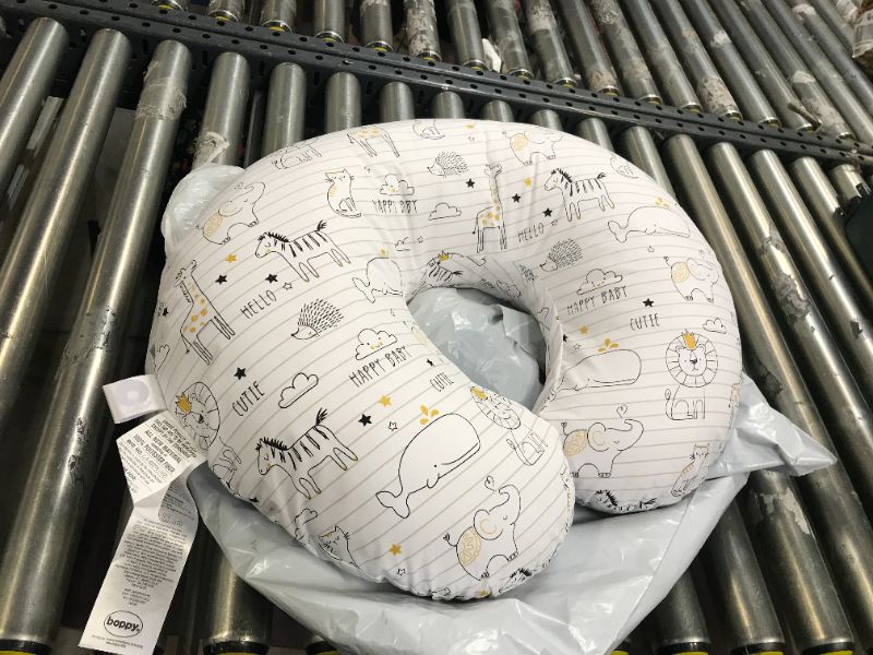 Photo 1 of Boppy Nursing Pillow and Positioner—Original | Notebook Black and White with Gold Animals| Breastfeeding, Bottle Feeding, Baby Support | With Removable Cotton Blend Cover | Awake-Time Support
