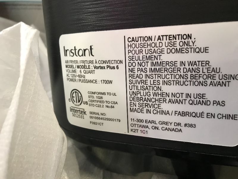 Photo 4 of Instant Vortex Plus 6-in-1 Air Fryer, 6 Quart