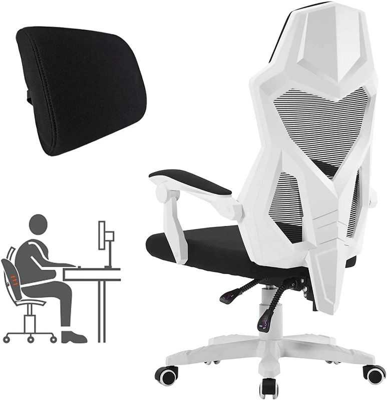 Photo 1 of HOMEFUN Ergonomic Office Chair, High Back Executive Desk Chair Adjustable Comfortable Task Chair with Armrests with Lumbar Support White