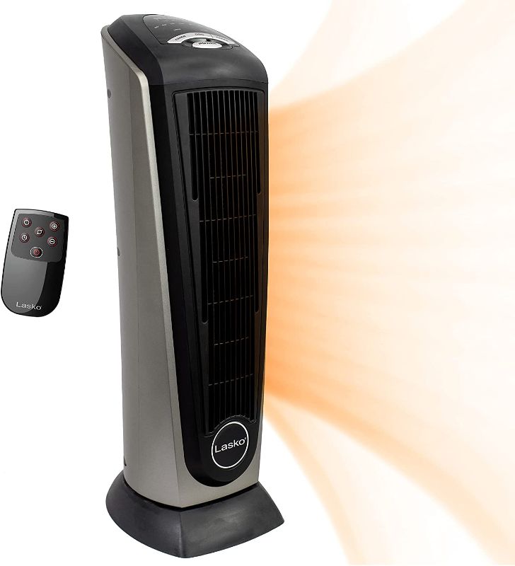 Photo 1 of Lasko 751320 Ceramic Tower Space Heater with Remote Control - Features Built-in Timer and Oscillation,Gray/Black 751320