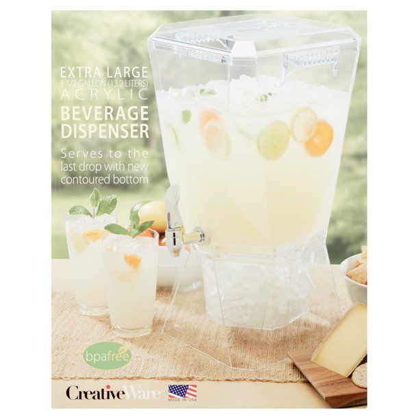 Photo 1 of CreativeWare BEV17CLR Crown Beverage Dispenser with Base, 3.5 gallon