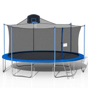 Photo 1 of box 3 of 3 for a 16 ft. Outdoor Blue Trampoline with Safety Enclosure Net
