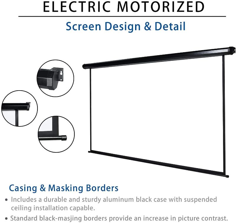 Photo 1 of 120" Motorized Projector Screen Electric Diagonal Automatic Projection 4:3 HD Movies Screen for Home Theater Presentation Education Outdoor Indoor W/Remote Control and Wall/Ceiling Mount